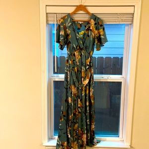 Baltic Born Dark Green Sicily Satin Maxi Dress